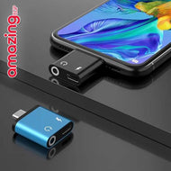 محول سماعة راس لايفون 16 15 واجهزة الاندوريد تدعم type C،  محول مقبس صوت USB نوع C الى AUX مع دونجل مقسم شحن سريع PD 60  - أسود