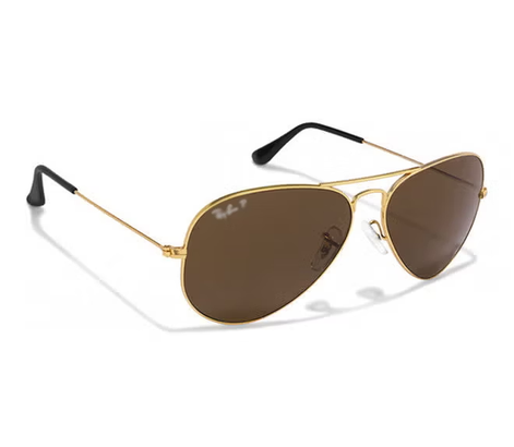 نظارات شمسية Aviator كلاسيكية بإطار ذهبي وعدسات Brown Lens زجاجية – حماية UV100% – للرجال والنساء