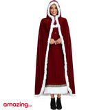 عباءة مخملية سميكة للكريسماس مع غطاء للرأس للسيدة كلوز سانتا عيد الميلاد والهالوين والحفلات التنكرية - أحمر | ادوات الشتاء اغراء الاحتفالات السيدة كلوز الشتاء الكريسماس زي تنكري لانجرى للنساء ملابس_تنكرية | amazingEGP