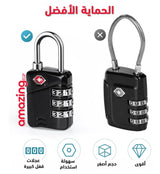 قفل لشنط اليد وشنط السفر والحقائب والشنط بسوستة من اكسبون متوافق مع نظام حماية TSA  تي اس ايه مزود بـ 3 اقراص رقمية - أسود