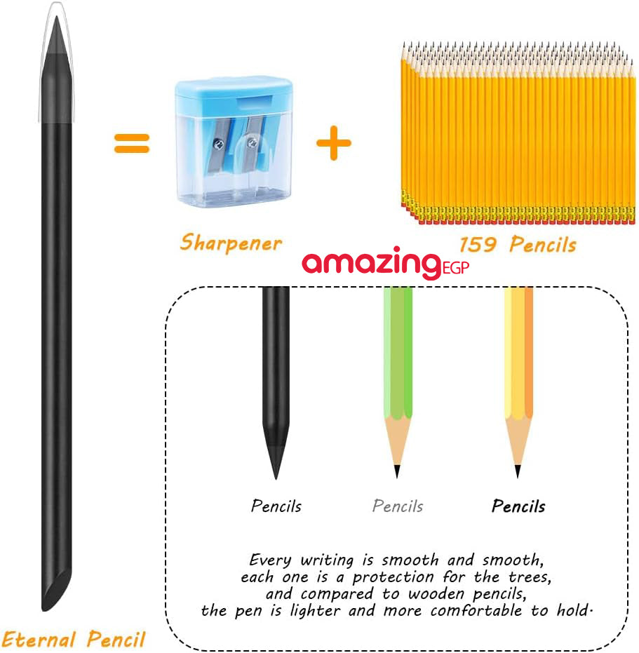 قلم رصاص معدني بدون حبر قابل لاعادة الاستخدام بلانهاية يدوم طويلاً ،اقلام رصاص معدنية انيقة للرسم الفني والتخطيط قابل للمسح قلم رصاص معدني جرافيت لا نهائي - أسود