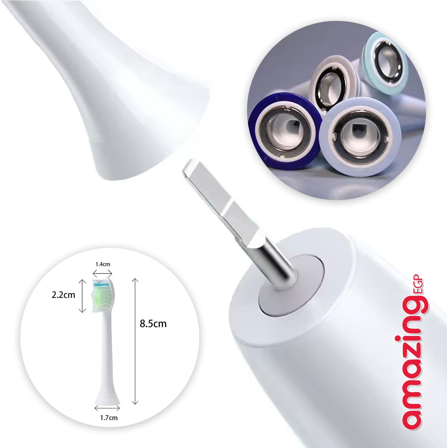 عبوة 4 رؤوس فرشاة أسنان كهربائية بديلة متوافقة مع Philips Sonicare HX6064 – شعيرات متوسطة لتنظيف الأسنان وإزالة البلاك – أبيض