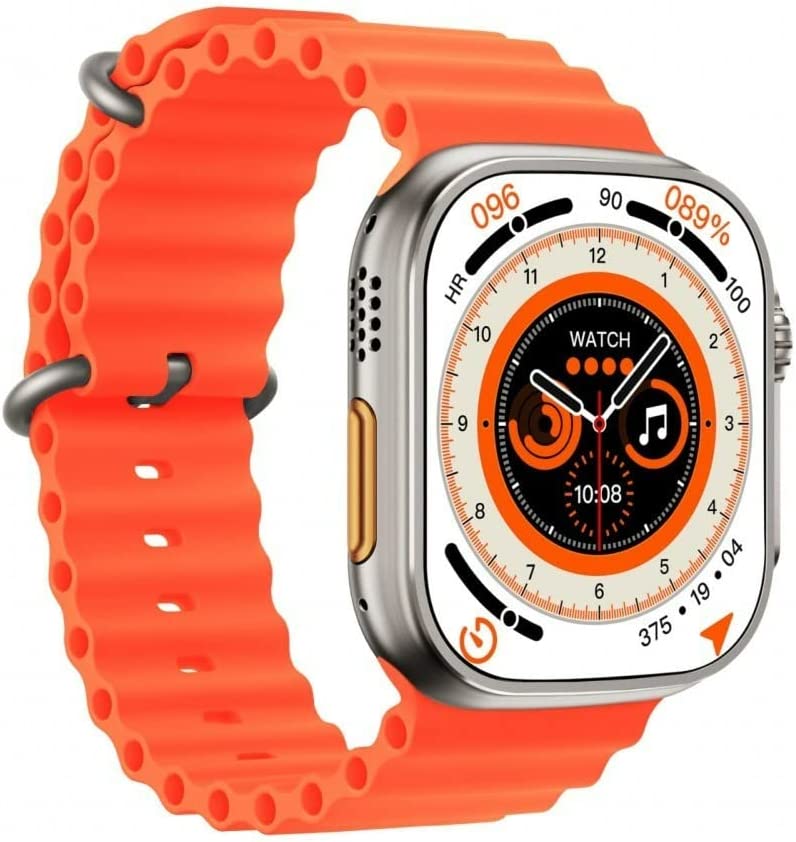 ساعة سمارت X8 الترا سلسلة 8 49 ملم Watch X8 Ultra ان اف سي لمراقبة درجة حرارة الجسم مع خاصية الاتصال اللاسلكي بالبلوتوث (سوار برتقالي)