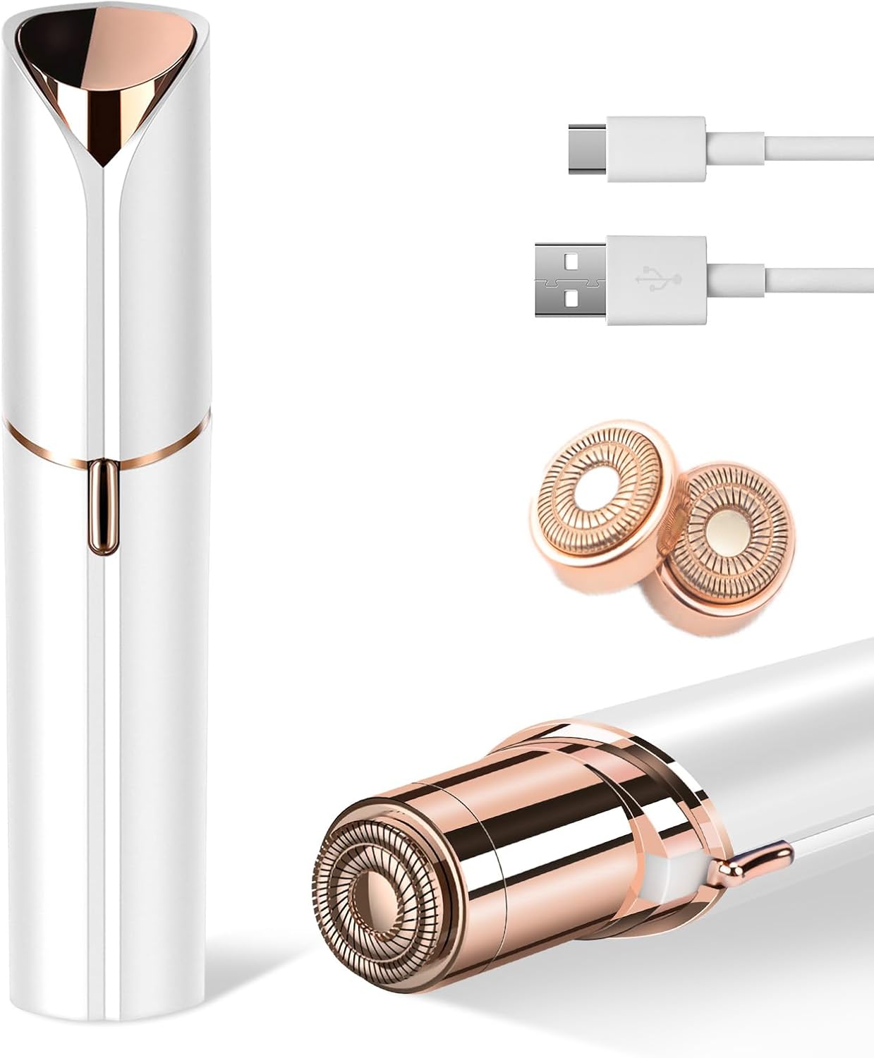جهاز إزالة الشعر الكهربائي المحمول للوجه والجسم – إبيلاتور لاسلكي صغير بلمسة ذهبية، بدون ألم ومقاوم للماء