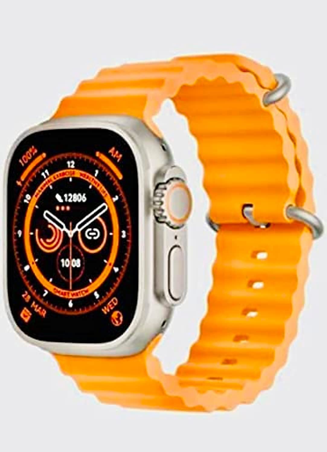 ساعة سمارت X8 الترا سلسلة 8 49 ملم Watch X8 Ultra ان اف سي لمراقبة درجة حرارة الجسم مع خاصية الاتصال اللاسلكي بالبلوتوث (سوار برتقالي)