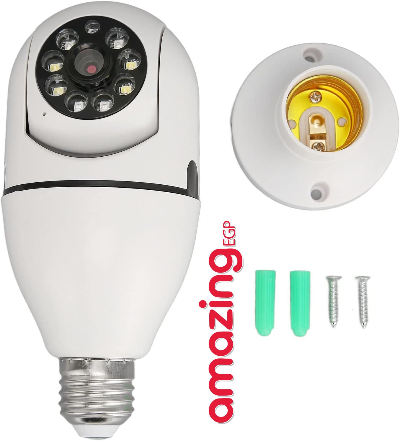 كاميرا لمبة واي فاي 360° بدقة 1080P مع كشاف مدمج وصوت ثنائي الاتجاه