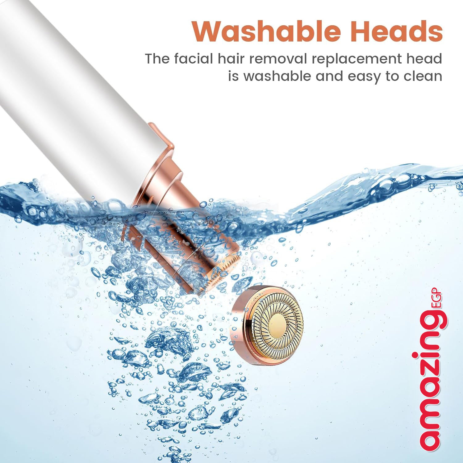 جهاز إزالة الشعر الكهربائي المحمول للوجه والجسم – إبيلاتور لاسلكي صغير بلمسة ذهبية، بدون ألم ومقاوم للماء