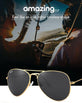 نظارات شمسية Aviator كلاسيكية بإطار ذهبي وعدسات Black Polarized زجاجية – حماية UV100% – للرجال والنساء