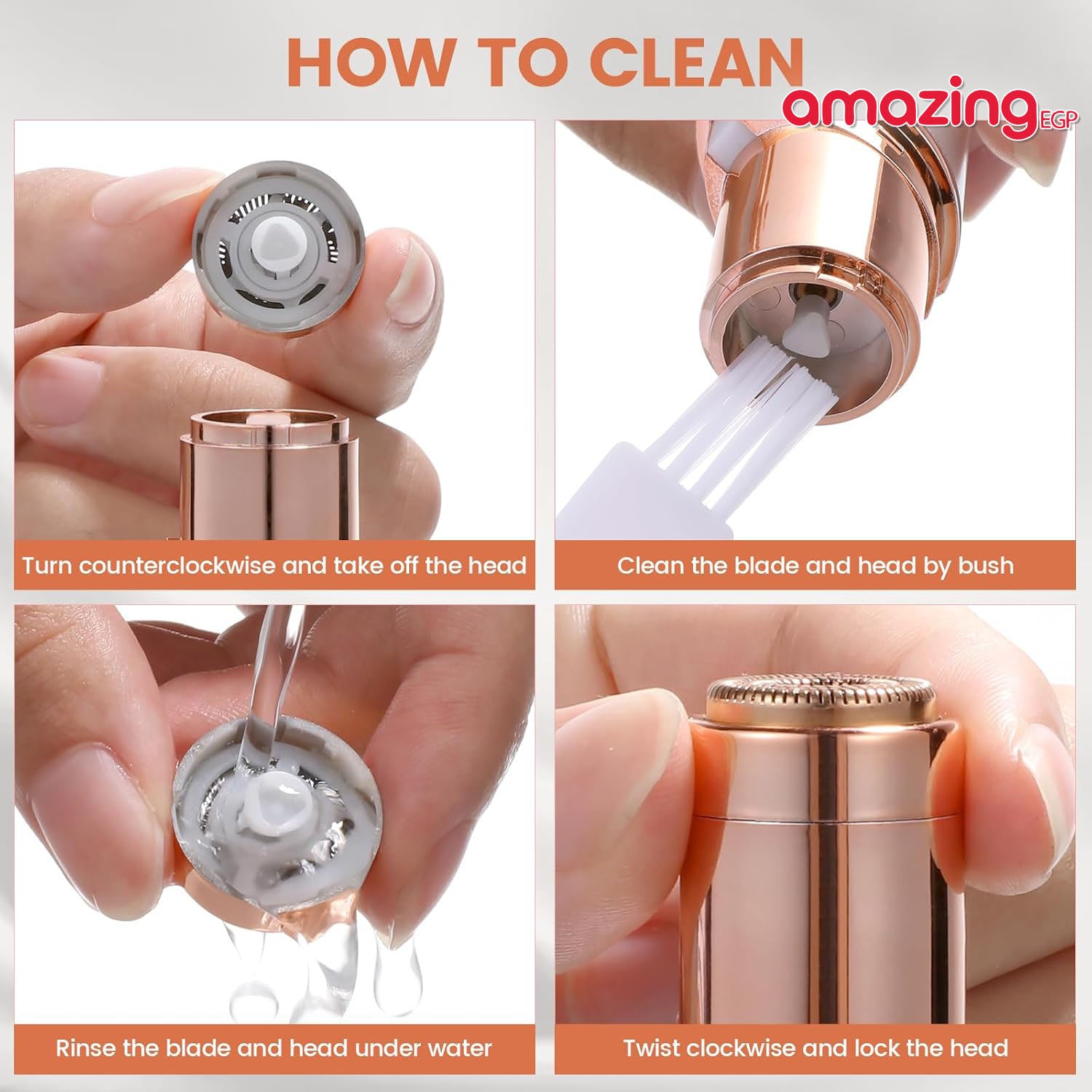 جهاز إزالة الشعر الكهربائي المحمول للوجه والجسم – إبيلاتور لاسلكي صغير بلمسة ذهبية، بدون ألم ومقاوم للماء