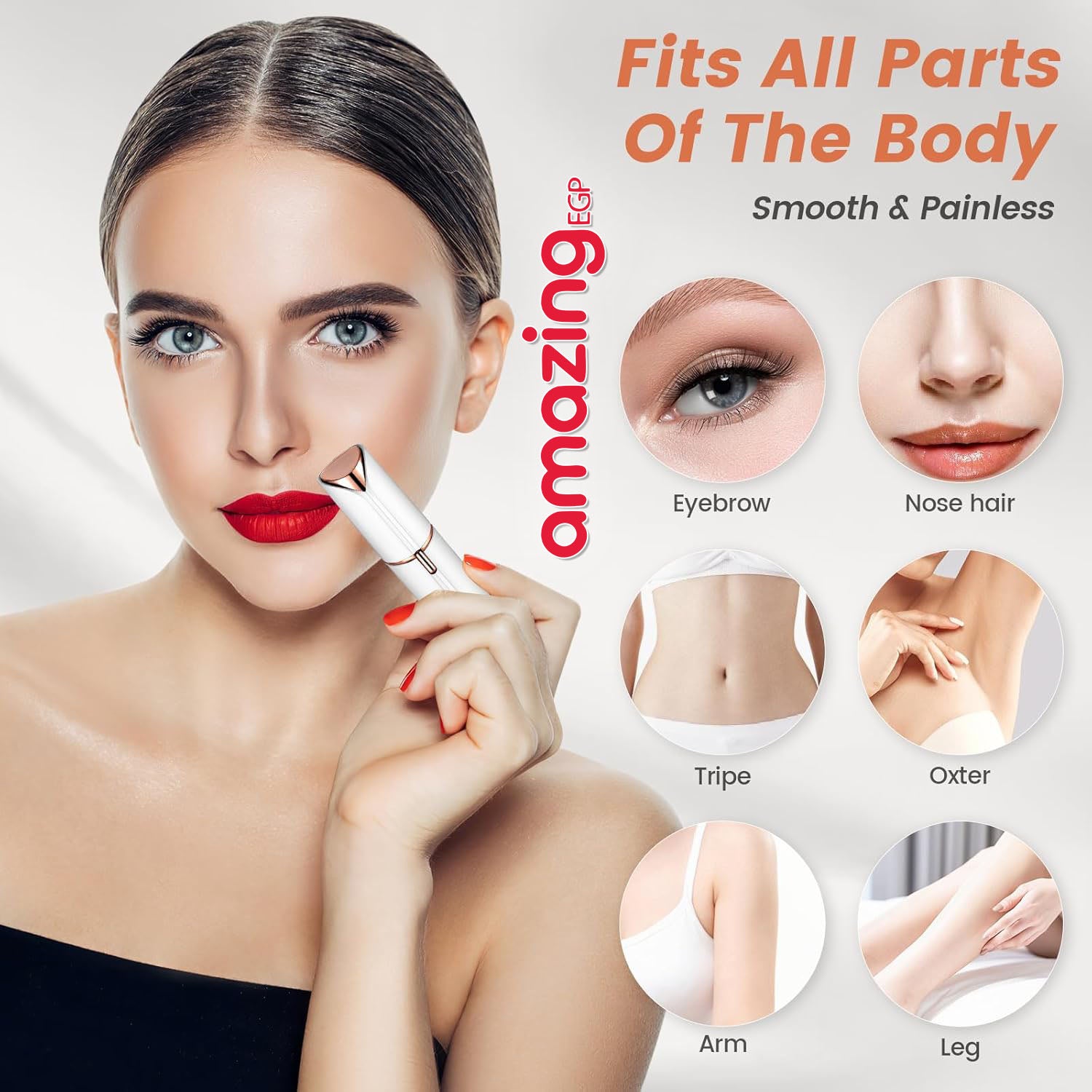 جهاز إزالة الشعر الكهربائي المحمول للوجه والجسم – إبيلاتور لاسلكي صغير بلمسة ذهبية، بدون ألم ومقاوم للماء