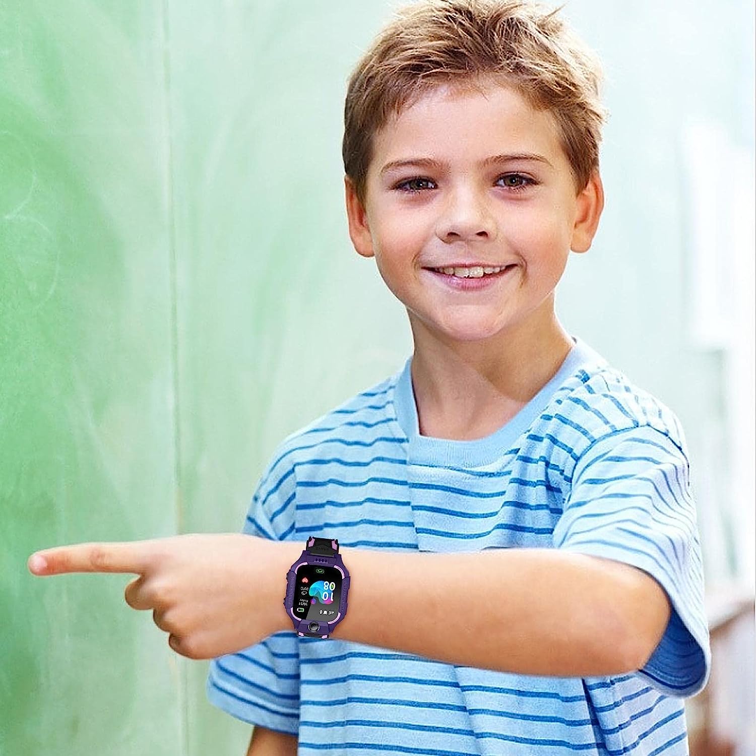 ساعة يد ذكية للاطفال من ، ساعة معصم تعمل باللمس، اتصال واجراء مكالمات هاتفية ورسائل نصية متتبع المواقع ال بي اس للاولاد والفتيات مقاومة للماء ، بديل الجوال للاطفال - احمر