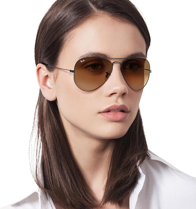 نظارات شمسية Aviator كلاسيكية بإطار ذهبي وعدسات Brown Lens زجاجية – حماية UV100% – للرجال والنساء