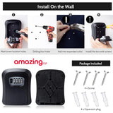 صندوق قفل للمفاتيح خزنة معدنية للمفاتيح بقفل من 4 ارقام للاستخدام في الاماكن الخارجية يثبت على الحائط لمفاتيح المنزل - معدن بالكامل اسود | اقفال تاتوه تخزين خزائن خزانة خزنة خزنة مفاتيح ديكور_منزل قفل باب للحديقة مفاتيح | amazingEGP