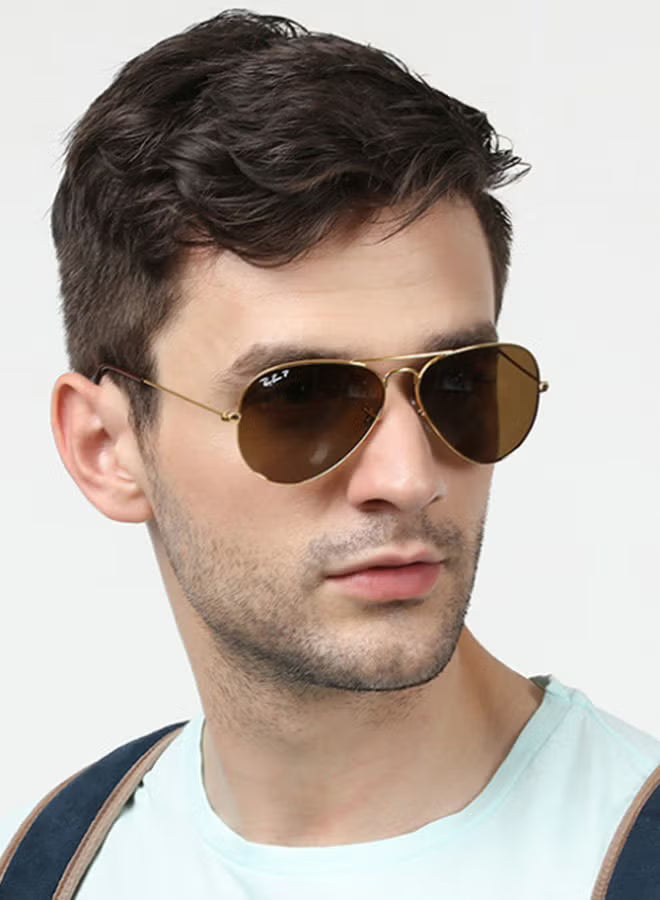 نظارات شمسية Aviator كلاسيكية بإطار ذهبي وعدسات Brown Lens زجاجية – حماية UV100% – للرجال والنساء