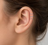 بيرسنج أذن وهمي ثلاثي بدون ثقب من الستانلس ستيل 316L – حلقة Ear Cuff مرنة بمشبك، مناسبة للغضروف والهيلكس، للرجال والنساء – فضي