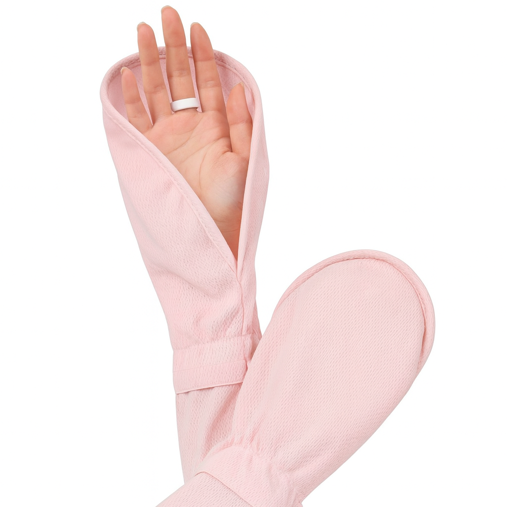 قفازات صيفية بدون أصابع للقيادة – حماية من الشمس والأشعة فوق البنفسجية قفازات يد واقية من أشعة الشمس والأشعة فوق البنفسجية - طويل | زهري