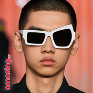 نظارة مربّعة غير متماثلة – أبيض أوفر سايز | تصميم فريد ستيمبانك/حفلات مصممة بشكل أنيق، نظارات شمسية كبيرة الحجم باللون الأبيض للنساء و الرجال، نظارات ستيم بانك فريدة