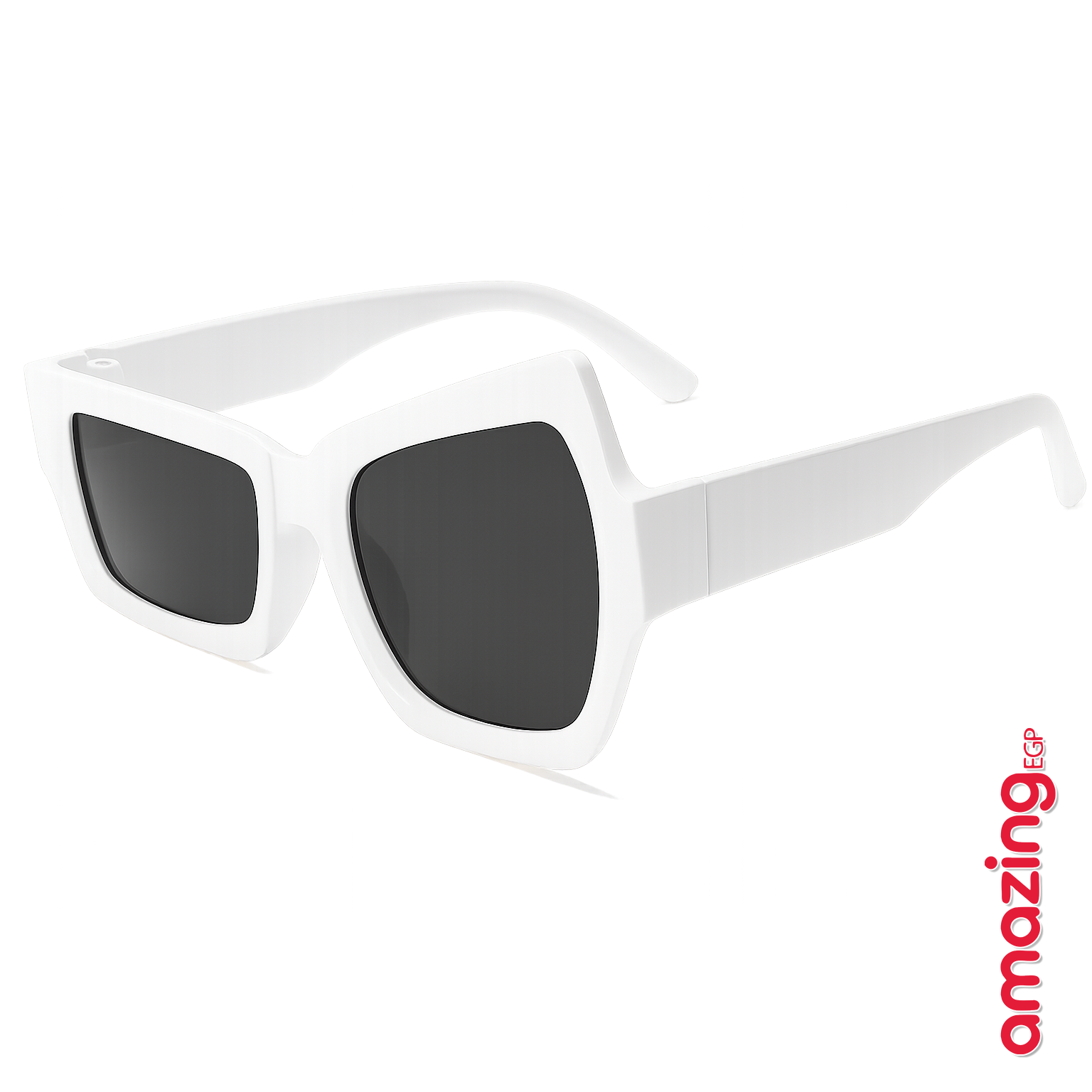 نظارة مربّعة غير متماثلة – أبيض أوفر سايز | تصميم فريد ستيمبانك/حفلات مصممة بشكل أنيق، نظارات شمسية كبيرة الحجم باللون الأبيض للنساء و الرجال، نظارات ستيم بانك فريدة
