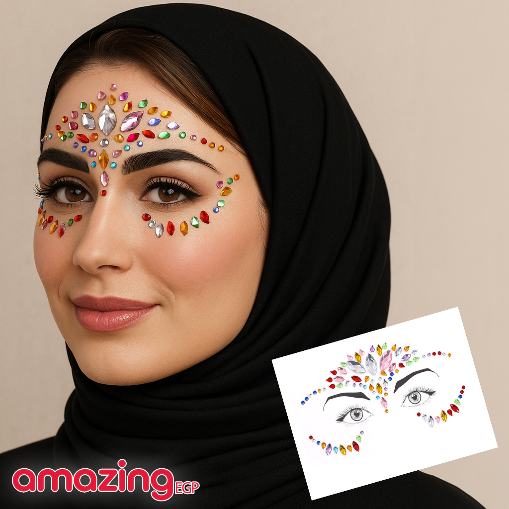 جواهر الوشم الكريستالي جواهر أحجار الراين ملصقات أحجار كريمة للجسم تاتو مؤقت عيون لتزيين الاظافروالوجه حفلات الهذيان ملصقات وجه انيقة للنساء (LT-QR-03)