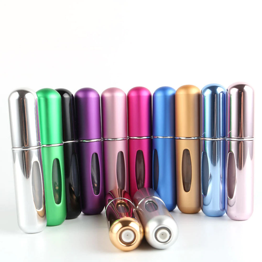 5ML إعادة الملء العطور البسيطة زجاجة رذاذ الألومنيوم رذاذ البخاخة السفر المحمولة زجاجة محمولة - اخضر(Copy)