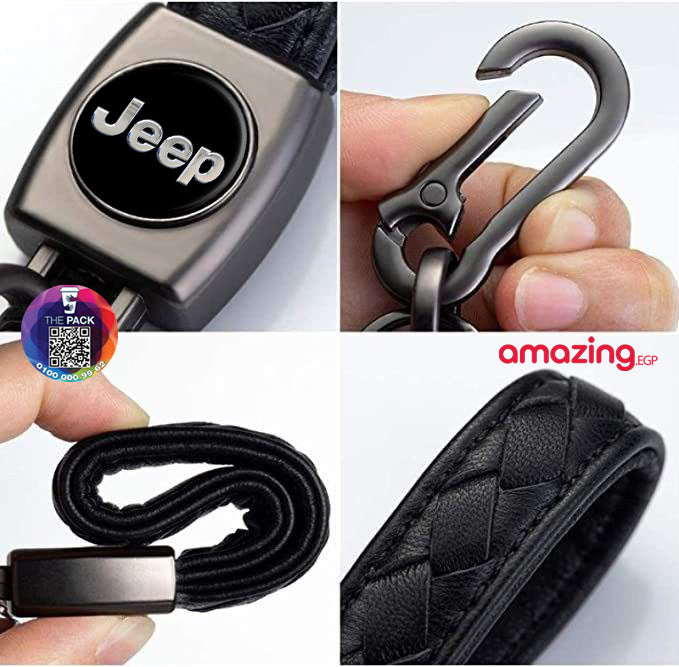 سلسلة مفاتيح للنساء والرجال من الجلد بلوجو سيارة مناسبة لسيارة  ميدالية مفاتيح معدنية مزينة بشعار سيارة مناسبة كهدية (جيب)