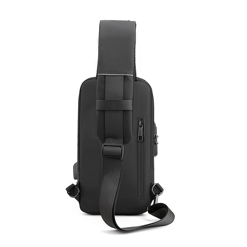 حقيبة كروسبودي مع حقيبة كتف واحدة للشحن عبر USB مقاوم للماء مضاد للسرقة مصمم للجنسين للسفر- اسود
