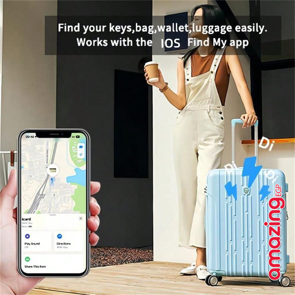 بديل AirTag تتبع موقع عالمي - جهاز تعقب GPS صغير للمفاتيح، المحفظة، الأمتعة، والحيوانات الأليفة، يعمل مع Apple Find My، بطارية تدوم سنتين قابلة للتغيير، ولا يحتاج شريحة - AMZ94