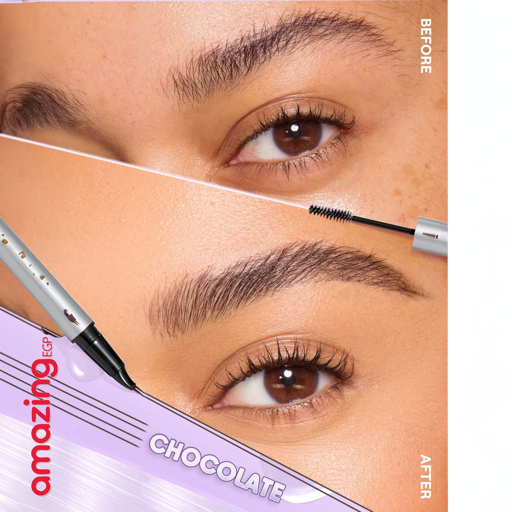 SHEGLAM قلم حواجب ثنائي 2-في-1 SHEGLAM Real Flow – لون Chocolate (جل تثبيت + رأس شوكي 15°)  - Chocolate