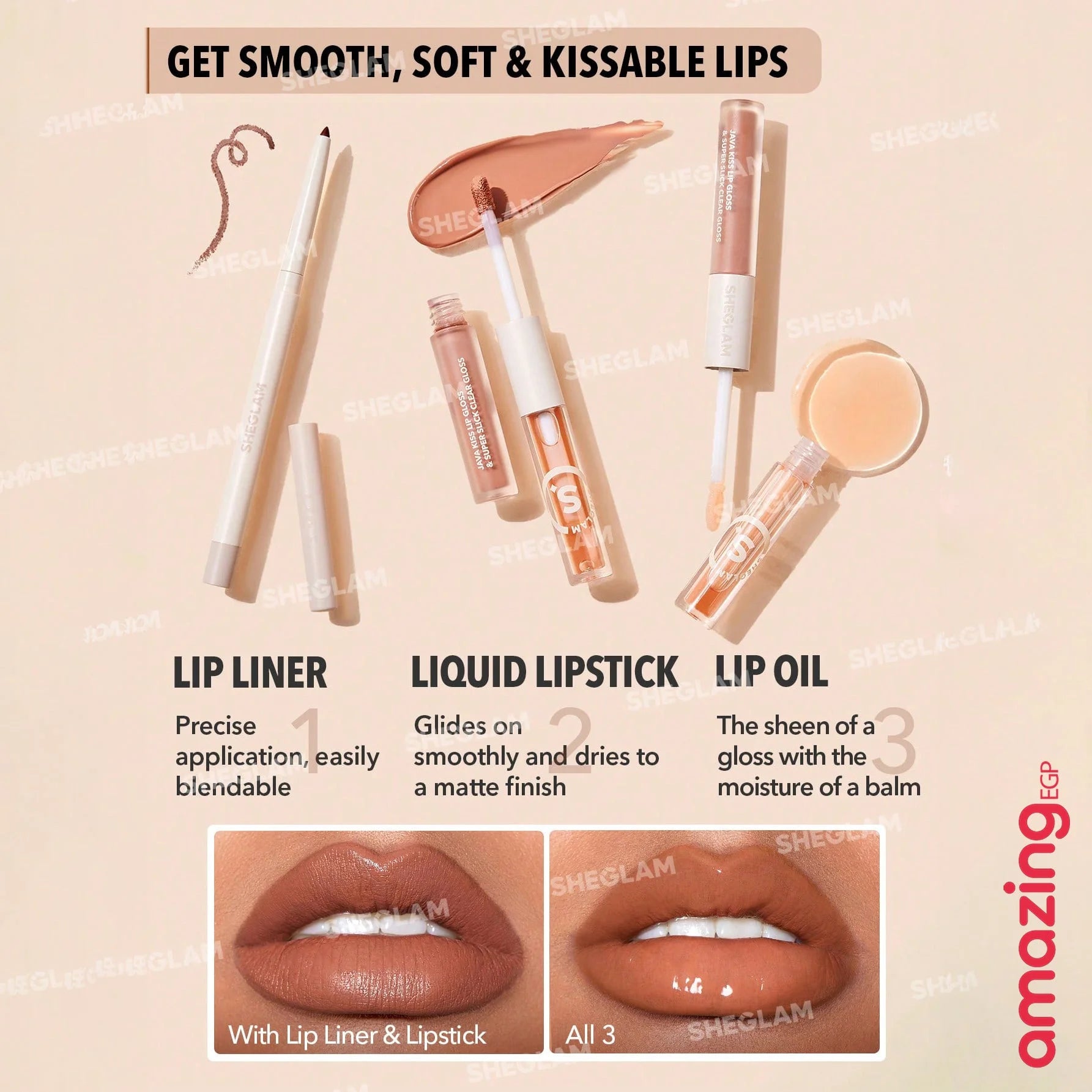 SHEGLAM  طقم محدد شفاه وأحمر شفاه - طقم شفاه Haute Cocoa Lip Set أحمر شفاه لامع يدوم طويلا  احمر شفاه شيجلام  غني بفيتامين E مقاوم للماء والتلطخ 3 فى 1 - Haute Cocoa | SHEGLAM shein أحمر شفا احمر الخدود احمر شفاة ايشادو حاجب حواجب شفاه شفايف شى ان شى كلام
