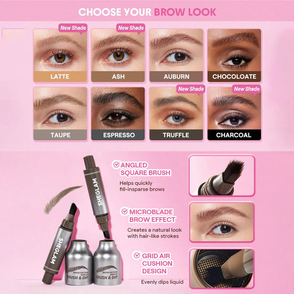 SHEGLAM فرشاة وجيل تحديد الحواجب - لإطلالة طبيعية تدوم طوال اليوم - مقاوم للماء وثابت طويلًا، تركيبة غنية لتحديد الحواجب، مثالي للمكياج - Taupe
