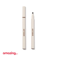 SHEGLAM قلم حواجب سائل مقاوم للماء مع طرف شوكة صغيرة، قلم رسم دقيق مقاوم للتلطخ ويدوم طويلا - بني غامق