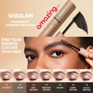 SHEGLAM جيل حواجب بني داكن - مقاوم للماء وثابت طويلًا، تركيبة غنية لتحديد الحواجب، مثالي للمكياج - Dark Brown