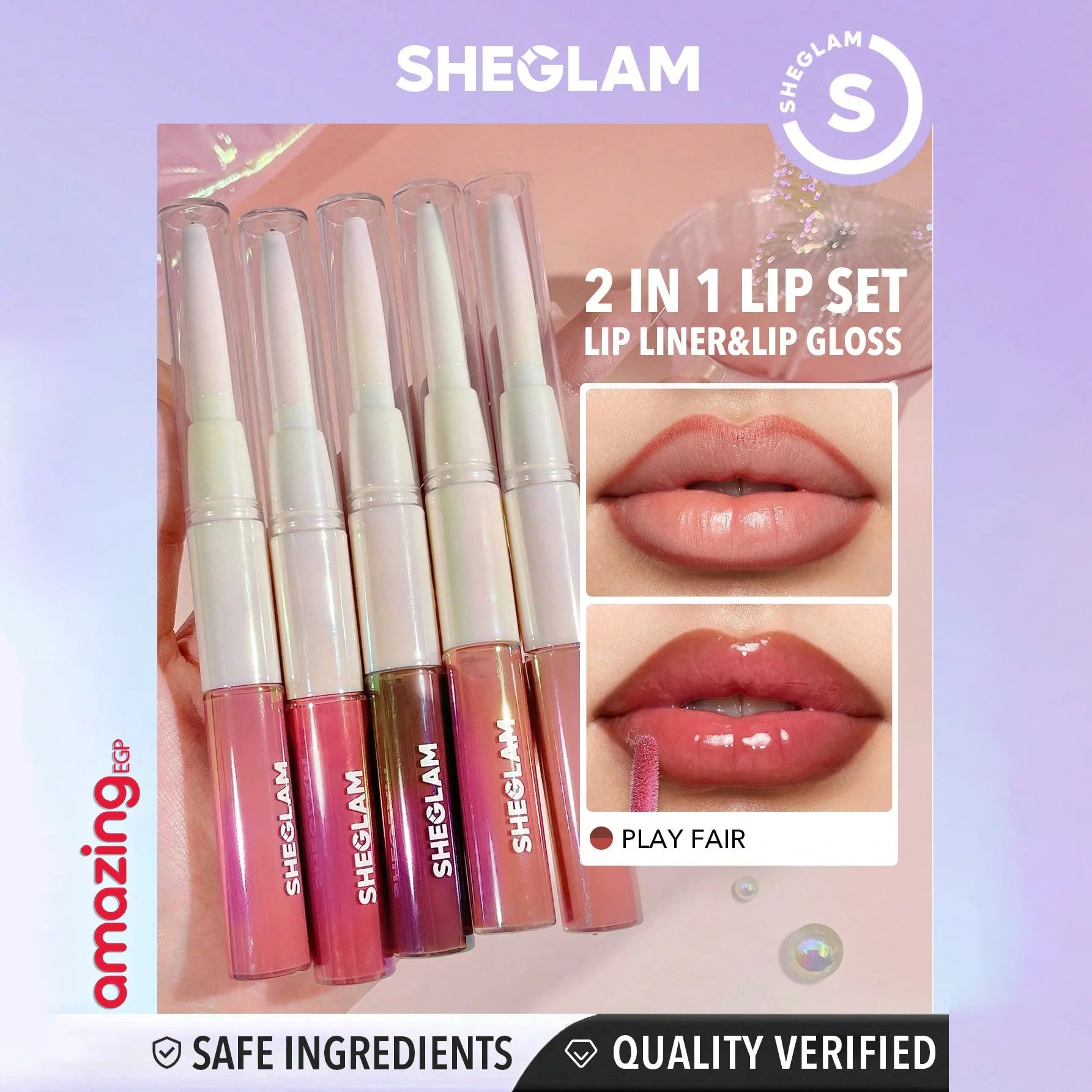 SHEGLAM  قلم تحديد الشفاه Lip Rules  Gloss -Play Fair  قلم أحمر الشفاه والآيلاينر  - يدوم طويلا ومقاوم للماء - محدد الشفاه Play Fair | SHEGLAM shein احمر الخدود احمر شفاة ايشادو حاجب حواجب شفاه شفايف شى ان شى كلام ظل عيون فرشاة مستحضرات التجميل مكياج ميكي