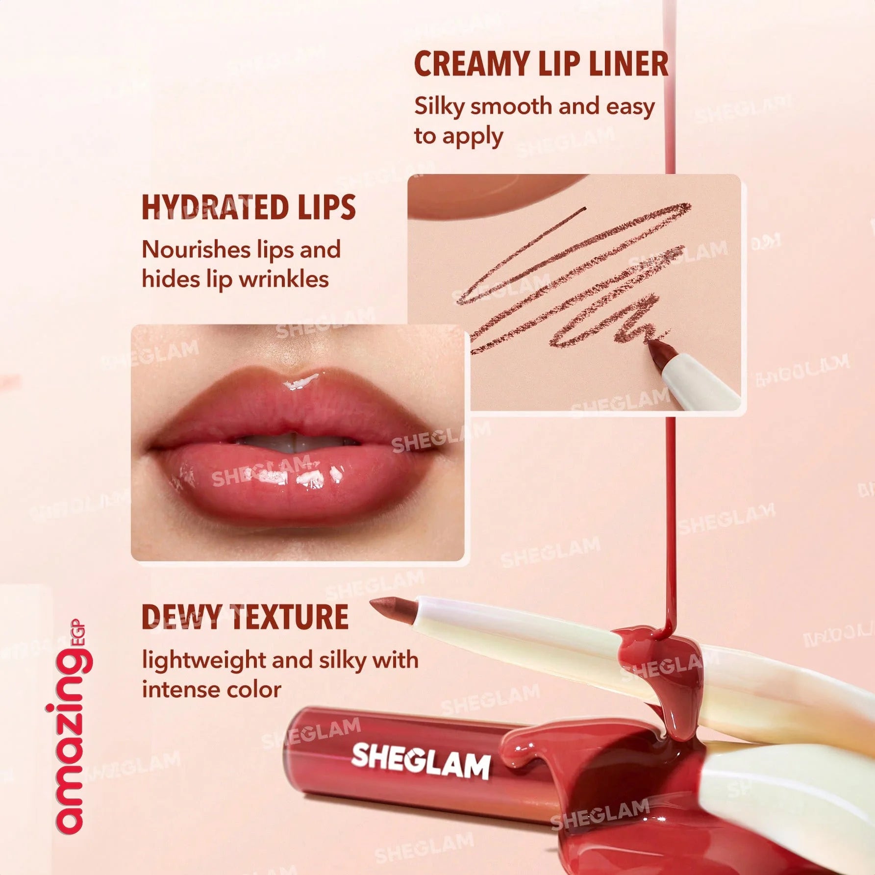 SHEGLAM  قلم تحديد الشفاه Lip Rules  Gloss -Play Fair  قلم أحمر الشفاه والآيلاينر  - يدوم طويلا ومقاوم للماء - محدد الشفاه Play Fair | SHEGLAM shein احمر الخدود احمر شفاة ايشادو حاجب حواجب شفاه شفايف شى ان شى كلام ظل عيون فرشاة مستحضرات التجميل مكياج ميكي