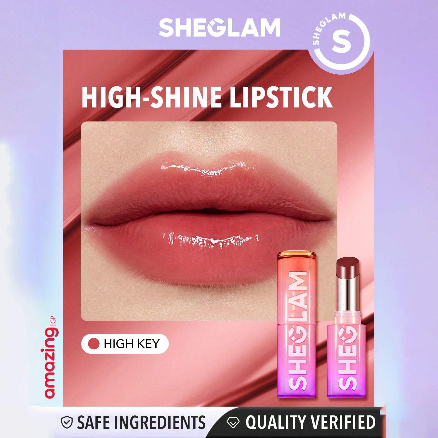 SHEGLAM   أحمر الشفاه  هاي شاين لميع   لامع يدوم طويلا  لامع مقاوم للماء للنساء أحمر شفاه ميرور كيس هاي شاين -  High Key | SHEGLAM shein احمر الخدود احمر شفاة ايشادو بدون اثر حاجب حواجب شفاه شفايف شى ان شى كلام ظل عيون فرشاة لا يلطخ مستحضرات التجميل مكياج