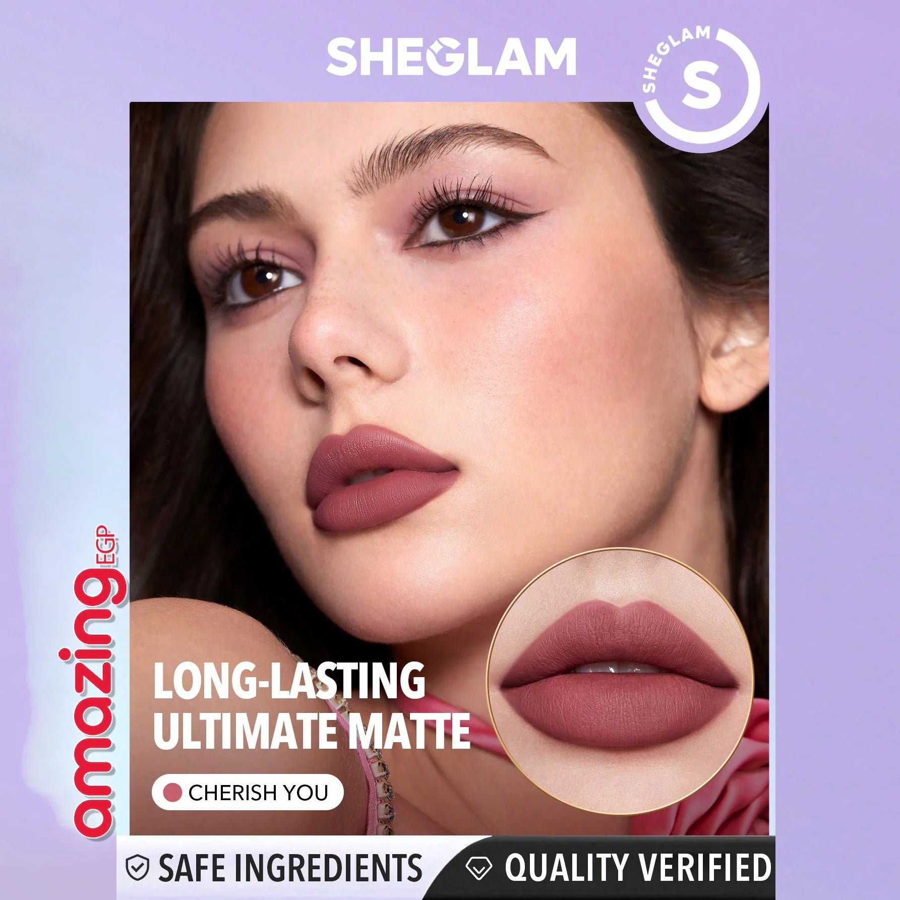 SHEGLAM أحمر شفاه غير لامع يدوم طويلا  - إصدار Dynamatte Boom Ember Rose مثالي للحفلات والمناسبات الشتوية والسفر لون وردي عصري يناسب مجموعة -  Cherish You | SHEGLAM shein احمر الخدود احمر شفاة ايشادو حاجب حواجب شفاه شفايف شى ان شى كلام ظل عيون فرشاة مستحض