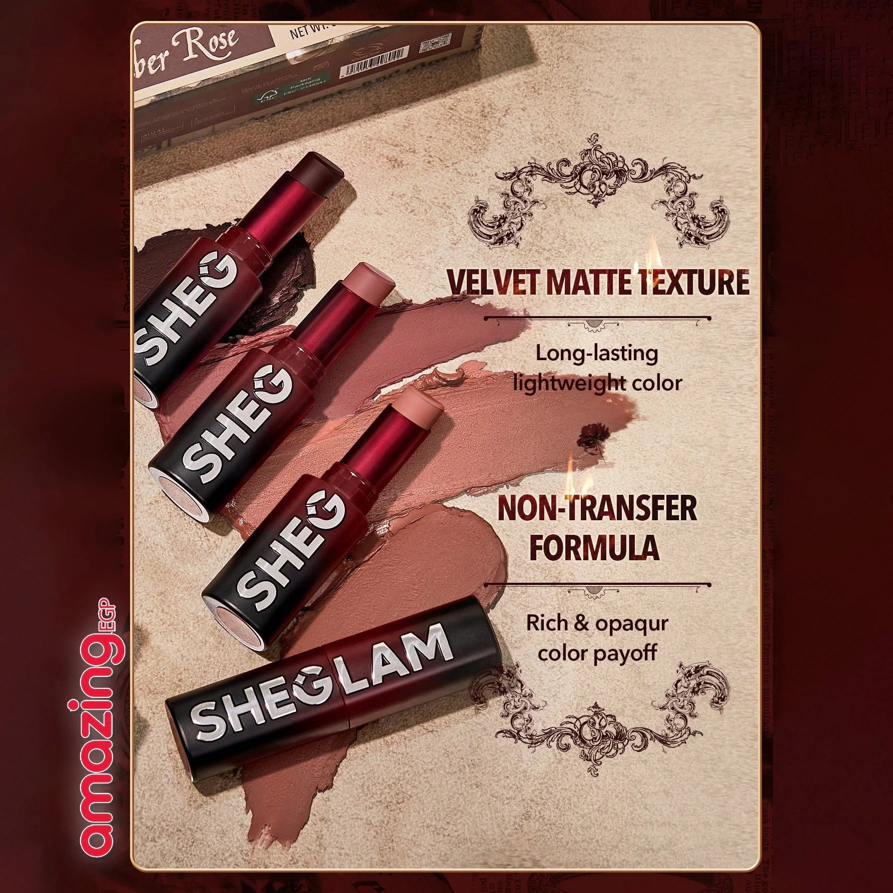 SHEGLAM أحمر شفاه غير لامع يدوم طويلا  - إصدار Dynamatte Boom Ember Rose مثالي للحفلات والمناسبات الشتوية والسفر لون وردي عصري يناسب مجموعة -  Cherish You | SHEGLAM shein احمر الخدود احمر شفاة ايشادو حاجب حواجب شفاه شفايف شى ان شى كلام ظل عيون فرشاة مستحض