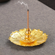 حامل عصا البخور زهرة على شكل وردة تصميم قطعة واحدة مبخرة عيدان البخار صائد البخور - ذهبي