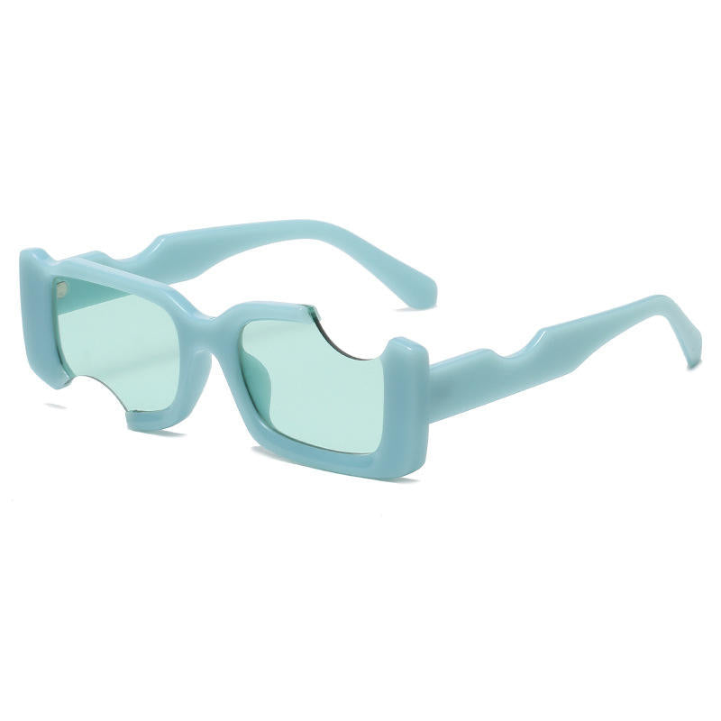 نظارات شمسية غير منتظمة صغيرة مستطيلة للنساء والرجال - ازرق سماوي