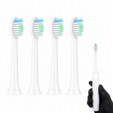 عبوة 4 رؤوس فرشاة أسنان كهربائية بديلة متوافقة مع Philips Sonicare HX6064 – شعيرات متوسطة لتنظيف الأسنان وإزالة البلاك – أبيض