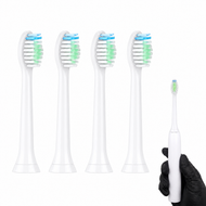 عبوة 4 رؤوس فرشاة أسنان كهربائية بديلة متوافقة مع Philips Sonicare HX6064 – شعيرات متوسطة لتنظيف الأسنان وإزالة البلاك – أبيض