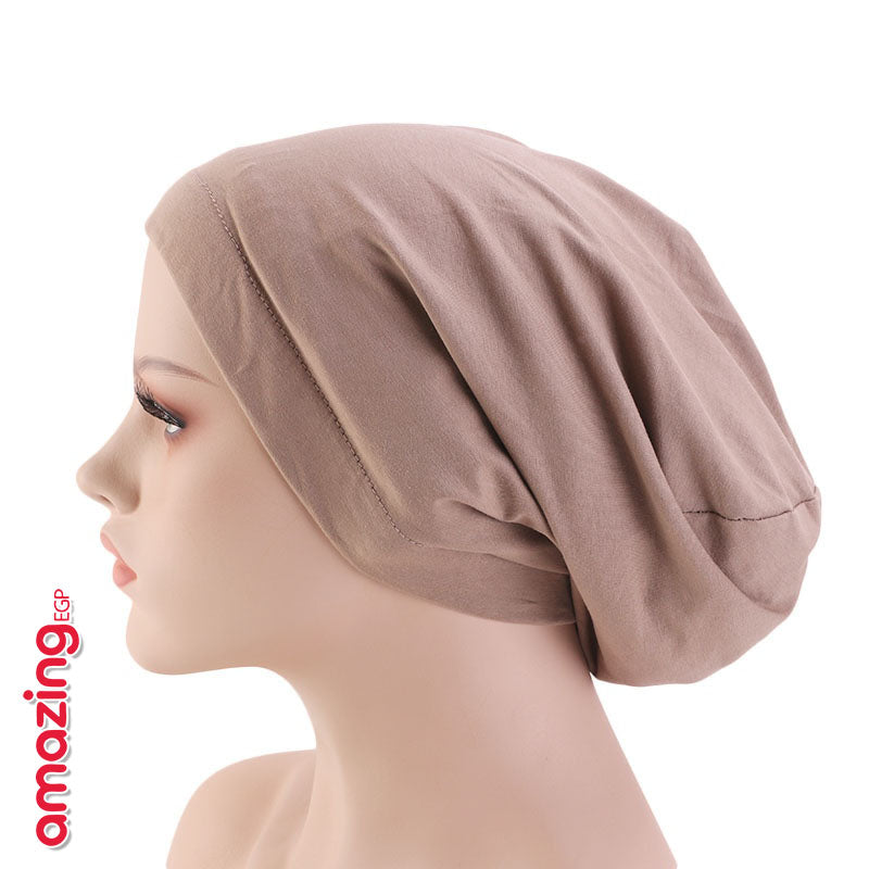 قبعة نوم حريرية للشعر المجعد (سيلك بونيه) – ساتان حريري مزدوج الطبقات لحماية الشعر أثناء النوم (لون بيج)