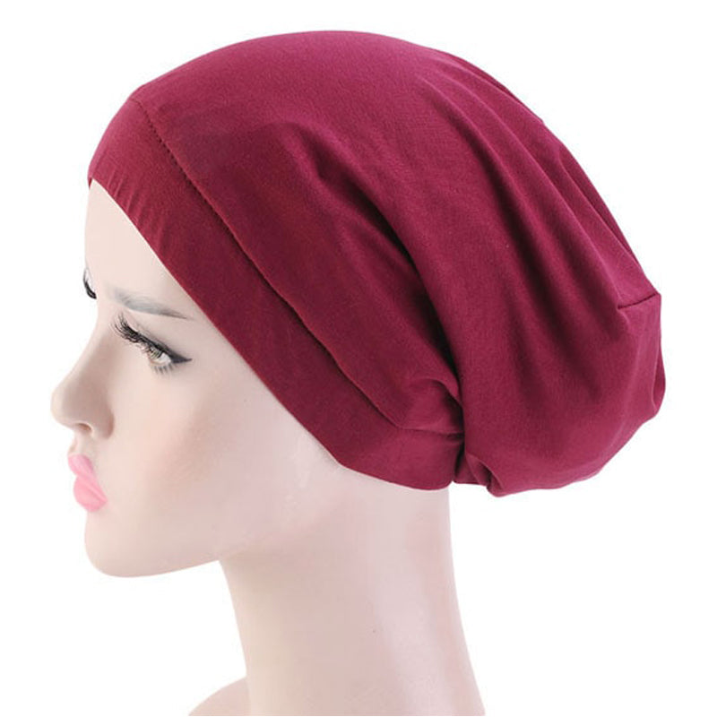 قبعة نوم حريرية للشعر المجعد (سيلك بونيه) – ساتان حريري مزدوج الطبقات لحماية الشعر أثناء النوم (لون نبيتي - وين)