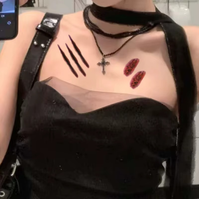 طقم وشم مؤقت واقعي لندوب وكدمات الهالوين – تأثيرات جروح ورعب احترافية (CSD029)