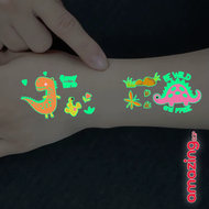 ملصقات وشم مؤقتة مضيئة (ديناصورات كرتونية) –  مجموعة 10 كروت منوعة  لكل ورقة