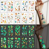 ملصقات وشم مؤقتة مضيئة (ديناصورات كرتونية) –  مجموعة 10 كروت منوعة  لكل ورقة