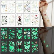 ملصقات وشم مؤقتة مضيئة (الفراشات والزهور) –  مجموعة 10 كروت منوعة  لكل ورقة