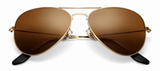 نظارات شمسية Aviator كلاسيكية بإطار ذهبي وعدسات Brown Lens زجاجية – حماية UV100% – للرجال والنساء