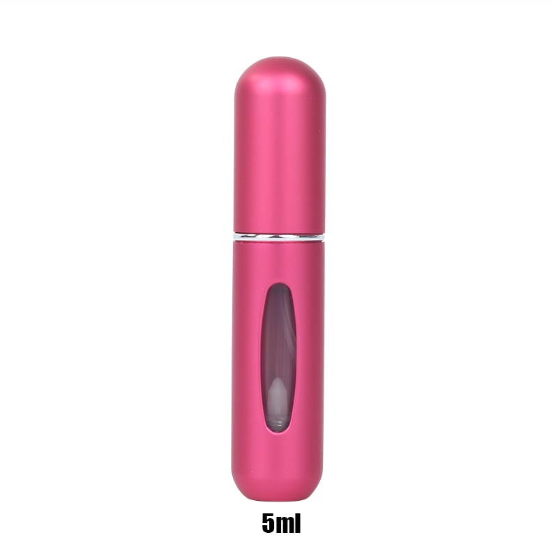 5ML إعادة الملء العطور البسيطة زجاجة رذاذ الألومنيوم رذاذ البخاخة السفر المحمولة زجاجة محمولة - فوشيا