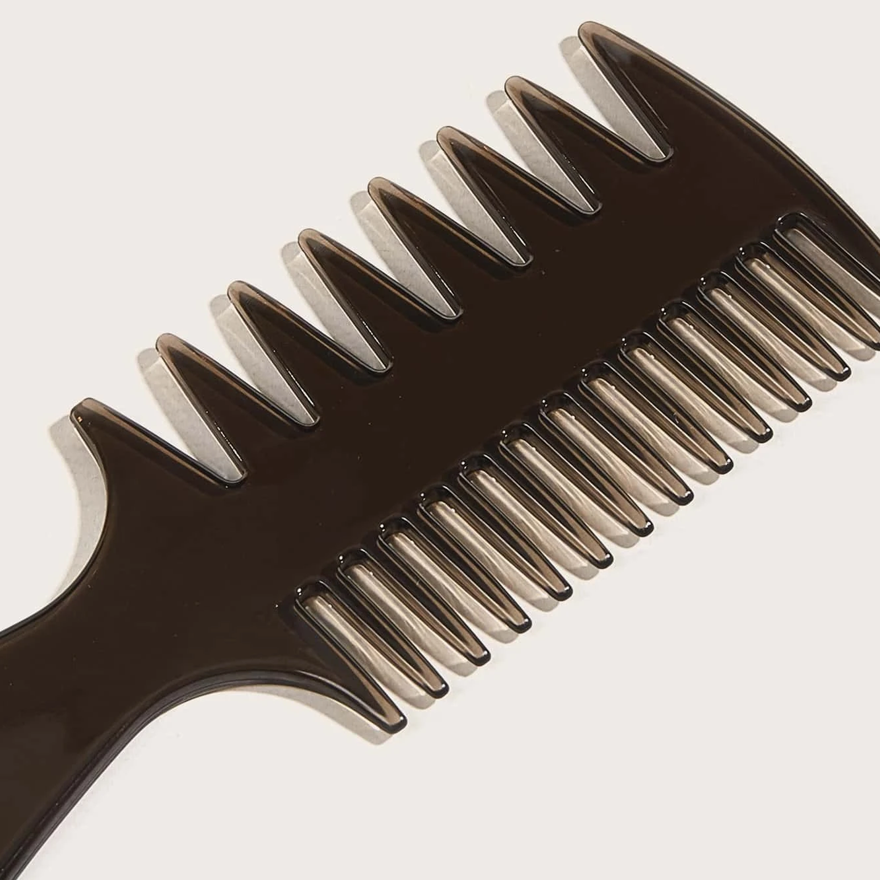 مشط شعر ثلاثي الجوانب مشط شعر أفريقي واسع الأسنان مشط زيت وولميك للرجال -  1قطعة